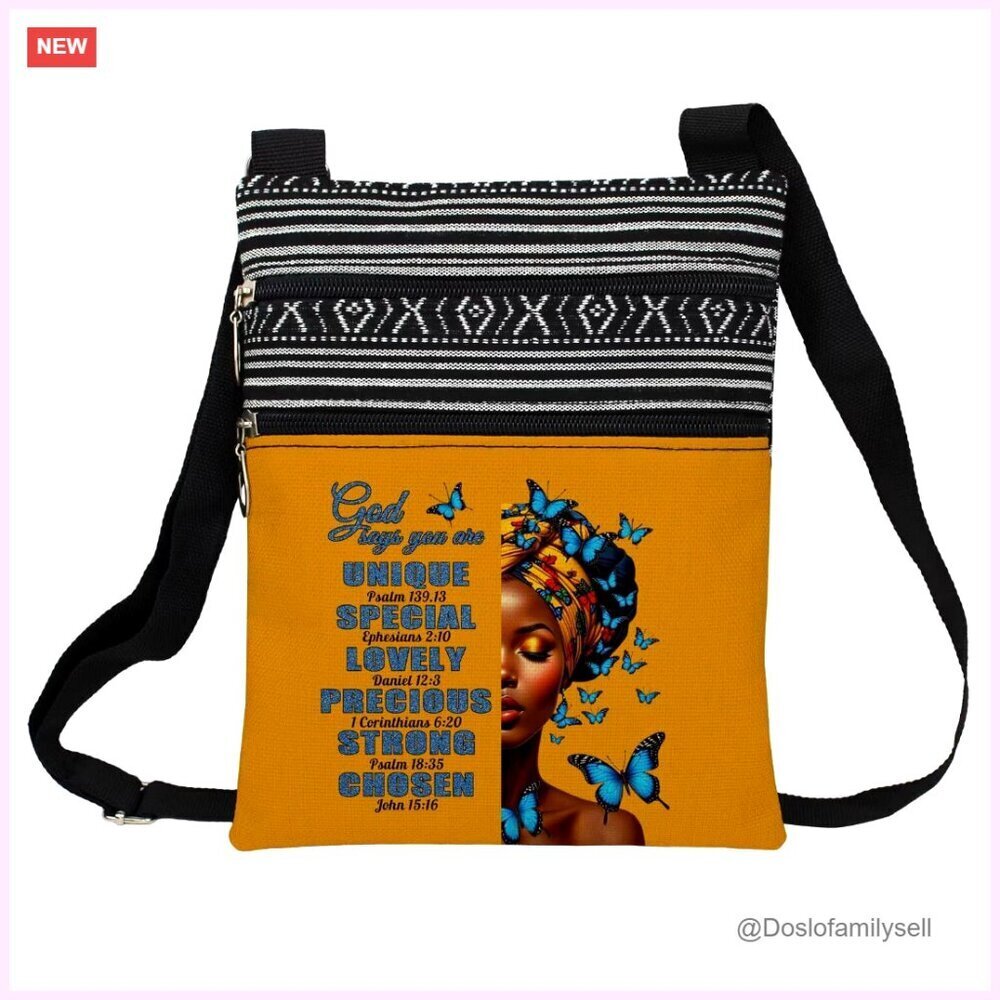 Polyester Fiber Crossbody Bag with Adjustable Strap Zipper Pockets